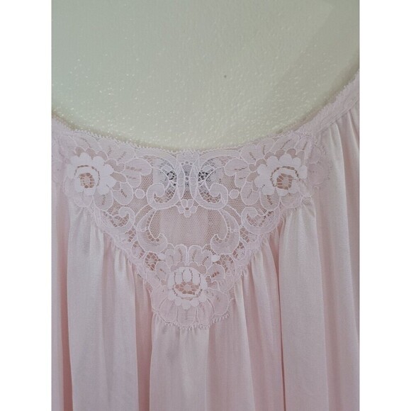 Lorraine Pink Nightgown Womens Size Medium Vintage 80's Silky Short Sleeve USA - Picture 5 of 10